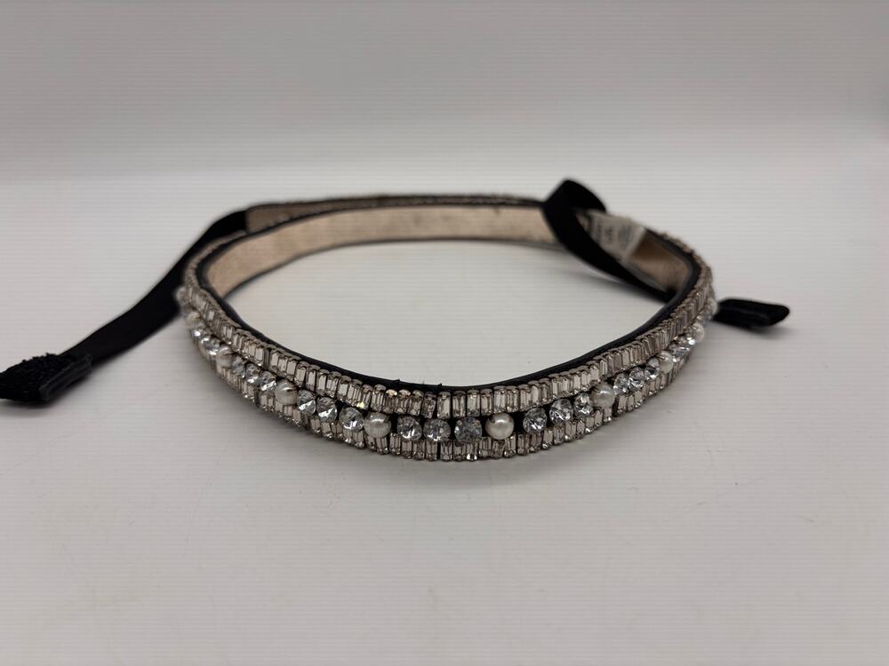 Boden rhinestone and full pearl elastic belt w/ snap closure glamcore baddie